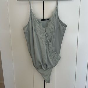 Mint green silk with lace body suit